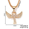 Elegant Brass Crystal Rhinestone Winged Cross Pendant Box Chain Necklaces OK2831-2-1