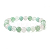 Natural Amazonite & Rose Quartz & Quartz Crystal & Green Aventurine Round Beaded Stretch Bracelets BJEW-JB10910-10-1