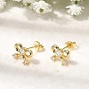 Bowknot Brass Micro Pave Clear Cubic Zirconia Stud Earrings for Women EJEW-G460-03G-1
