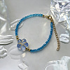 Bohemian Handmade Lampwork Flower and Faceted Rondelle Beaded Bracelets with 201 Stainless Steel End Chains for Women WG307CA-02-1