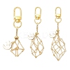 Brass Macrame Pouch Empty Stone Holder Pendant Decoration HJEW-JM03304-2