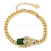 Brass Micro Pave Cubic Zirconia Link & Charm Bracelets BJEW-K261-09G-05-2