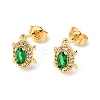 Tortoise Brass Micro Pave Cubic Zirconia Stud Earrings EJEW-A135-04G-4
