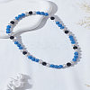 1Pc Polymer Clay Rhinestone Round Beaded Stretch Necklaces for Men NJEW-LP0009-37-3