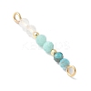 Faceted Round Natural Quartz Crystal & Amazonite & Apatite Beaded Connector Charms PALLOY-JF03530-03-2