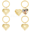 4Pcs Brass Heart Locket Keychain KEYC-UN00018-1
