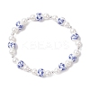 Handmade Flower Printed Porcelain Ceramic Beads Stretch Bracelets for Women BJEW-JB12208-2