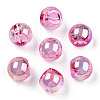 UV Plating Rainbow Iridescent Acrylic Beads OACR-G012-06F-1