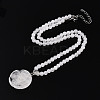 Natural Quartz Crystal 4.5mm Round Beaded Rock Crystal Flower Pendant Necklaces NJEW-T016-04P-3