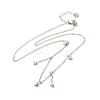 304 Stainless Steel Clear Cubic Zirconia Tassel Necklaces for Women NJEW-U031-10P-2