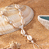 Bohemian Style Natural Cowrie Shell & Plastic Imitation Pearl & Waxed Cord Adjustable Toe Ring Anklets FS-WG74F62-01-2