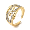 Rack Plating Brass Micro Pave Clear Cubic Zirconia Cuff Rings for Women RJEW-G325-13D-GP-1