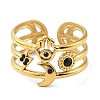 Ion Plating(IP) 304 Stainless Steel Open Cuff Ring for Women RJEW-F166-01G-02-2