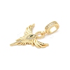 Brass Clear & Green Cubic Zirconia Wings European Dangle Charms KK-U044-11G-2