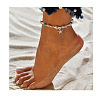 Bohemian Style Natural Shell & Synthetic Turquoise Beaded Anklets Alloy Starfish Charm Anklets for Summer Beach WG85091-01-1