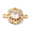 Brass Pave Clear Cubic Zirconia Connector Charms KK-G503-32G-1