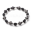 Synthetic Turquoise(Dyed) Cross & Skull Beaded Stretch Bracelet BJEW-JB08451-03-1