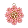 Glass Seed Beaded Flower Pendants PALLOY-MZ01181-03-1