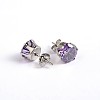 Flat Round 304 Stainless Steel Cubic Zirconia Stud Earrings EJEW-H306-43-5mm-1