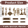 40Pcs 10 Style Alloy Pendants Decorations HJEW-BC00063-2