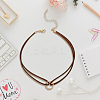 1Pc Alloy Ring Double Layer Faux Suede Cord Choker Necklaces for Women NJEW-CL0001-07-4