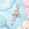 Cat Shape with Flower Alloy Enamel Keychains KEYC-JKC01407-01-1