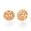 925 Sterling Silver Micro Pave Clear Cubic Zirconia Hollow Beads STER-T008-38G-2