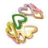 Heart 304 Stainless Steel Enamel Open Cuff Rings for Women LS-RJEW-U034-01G-01-4