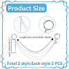 4Pcs 2 Styles Brass Chain Boot Strap Chains HJEW-DR00219-2