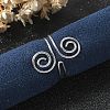 304 Stainless Steel Round Wrap Open Cuff Rings for Women Men RJEW-Z071-02A-P-1