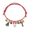 Christmas Tree & Candy Cane & Deer Alloy Enamel Charm Bracelets BJEW-JB10836-01-1
