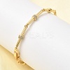 Bamboo Brass Micro Pave Clear Cubic Zirconia Link Chain Bracelets BJEW-C130-05G-1