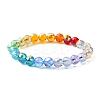 Rainbow Color Faceted Round Glass Stretch Bracelets for Women BJEW-JB09481-01-1