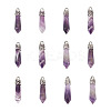 12Pcs Bullet Natural Amethyst Pointed Pendants G-FW0001-11-1