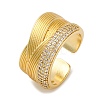 Rack Plating Brass Micro Pave Clear Cubic Zirconia Cuff Finger Rings for Women RJEW-M028-16G-2