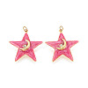 304 Stainless Steel Pave Crystal Rhinestone and Enamel Pendants STAS-T069-76-1