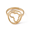 Ion Plating(IP) 201 Stainless Steel Hollow Out Africa Map Adjustable Ring for Women RJEW-C045-04G-2