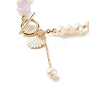 Natural Lavender Amethyst Chip Beaded Bracelet BJEW-TA00032-02-4