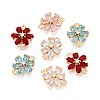 Brass Pave Cubic Zirconia Flower Connector Charms KK-T078-26G-1