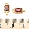Brass Pave Cubic Zirconia Rectangle Connector Charms KK-P348-10G-06-3