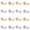 DICOSMETIC 8Pcs 4 Style Flat Round with Flower Brass Micro Pave Clear Cubic Zirconia Stud Earrings Findings KK-DC0002-90-1