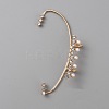 Crystal Rhinestone Curved Bar Cuff Earrings with Imitation Pearl Beaded EJEW-WH0017-37B-G-1
