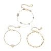 304 Stainless Steel Heart & Natural Labradorite Nuggets Link Chain 3 Layer Stackable Necklaces BJEW-JB12459-02-3