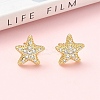 Starfish Brass Micro Pave Clear Cubic Zirconia Stud Earrings EJEW-Z144-19G-1