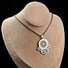 201 Stainless Steel Hollow Religion Hamsa Hand Pendant Necklaces LS-NJEW-M086-01P-1