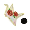 Paper Crane & Rose Flower Alloy Enamel Pin Backs for Clothes for Women JEWB-F043-02A-3
