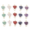 15Pcs 5 Styles Natural Rose Quartz & Sodalite & Red Jasper & Amethyst & Green Aventurine Heart Links Connector Charms PALLOY-JF03182-01-S-1