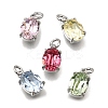 Oval Brass with Glass Charms KK-G525-08P-1