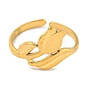 Ion Plating(IP) Tulip 304 Stainless Steel Open Cuff Finger Rings for Women RJEW-P114-05G-2