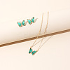 Butterfly Acrylic Rhinestone with Iron Pendant Necklaces & Stud Earrings Sets for Women WGFFCAF-02-2